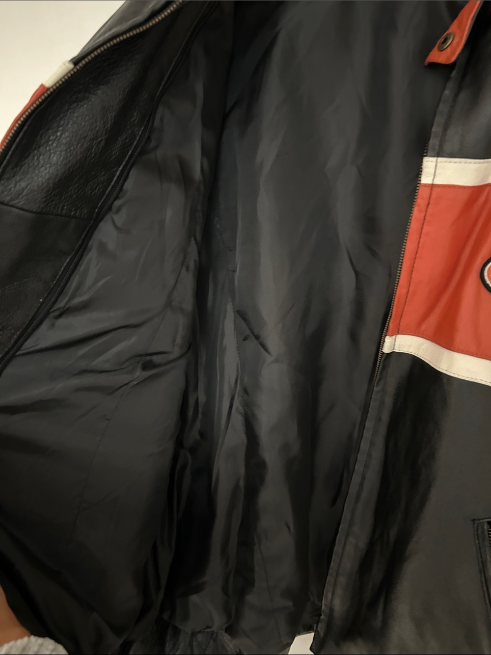 Leather Racing Jacket - Black & Red - Picture 6 of 7